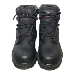 Brahma Men's Work Boots Steel Toe Size 7 EE Wide Leather Gus Solid Black